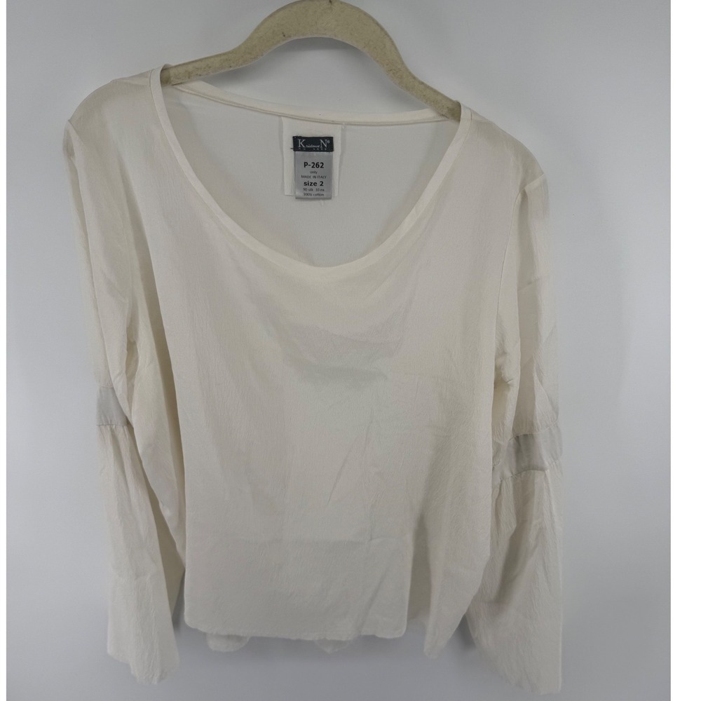 Kristensen Du Nord P-262 Off White Silk Cotton Crinkle Blouse Top Italy Size 2